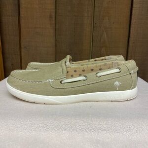 Margaritaville Castaway Boat Memory Foam Slip On Shoes Tan/Beige Women’s Sz 8.5